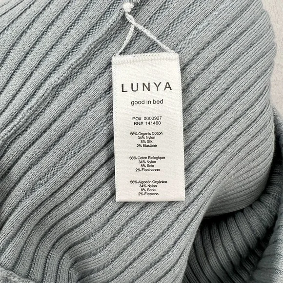 LUNYA Lounge Shorts Womens Large Chilled Blue Cozy Cotton Silk Bike Shorts NEW - Picture 10 of 14